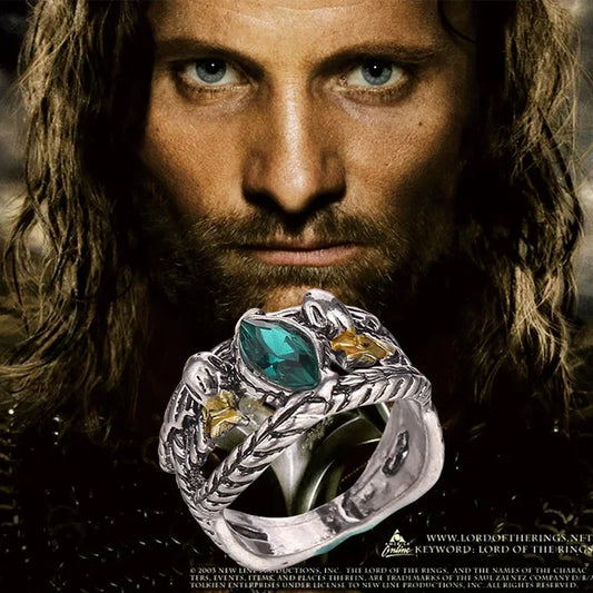 New Fashion Barahir Aragorn Gondor Ring Men Women Green Crystal Ring Jewelry Pi-Mart