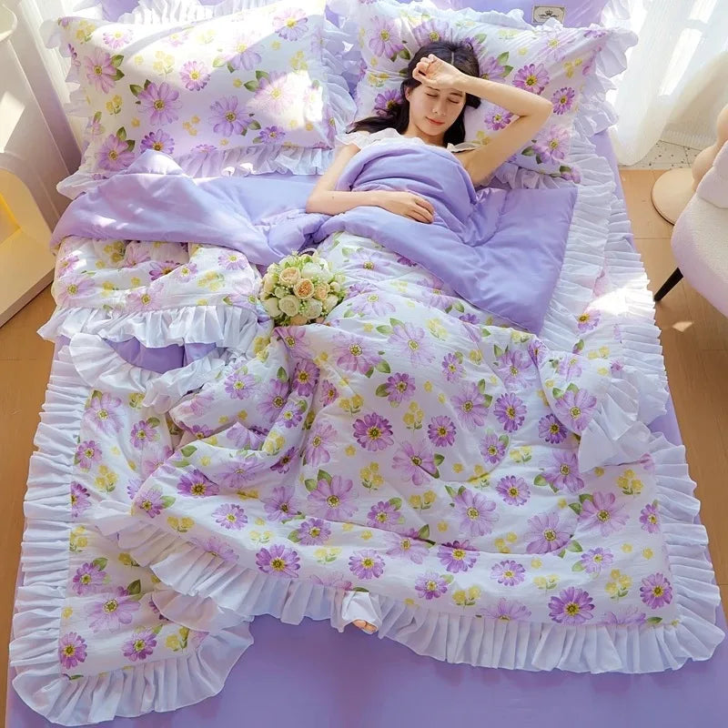 Summer Quilted Blanket Comforter Duvet Cover for Single Double Bed Air Condition Quilt Student Car Kids Adult Bed Cover Bedding Pi-Mart