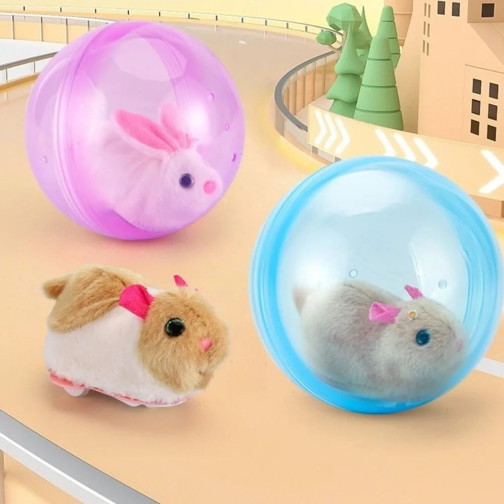 Transparent Cat Chasing Ball Built-in Plush Animal Plastic Interactive Cat Toy Realistic Rabbit Hamster Chasing Ball Pi-Mart