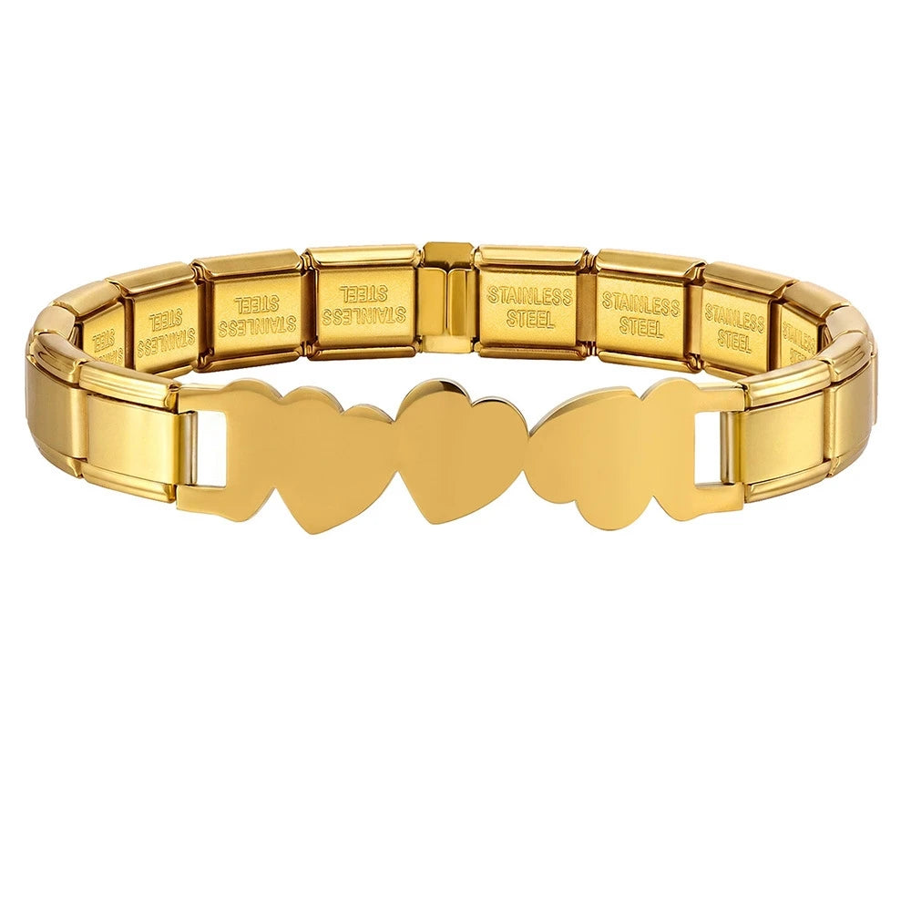 Italian Charm Link for Women Men 9mm Width Silver Gold Color Chain Stainless Steel Bracelet on Hand DIY Making Jewelry Wholesale Pi-Mart