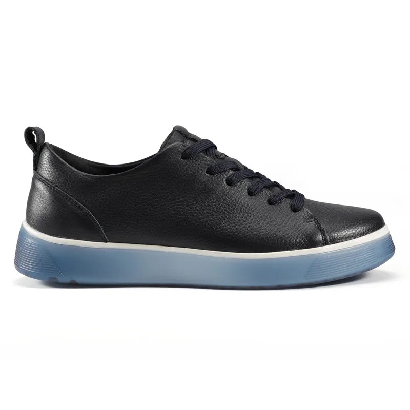 Men Casual Leather Shoes, Business Genuine Leather Shoes Men Thick-soled Sports White Versatile Board Shoes Pi-Mart