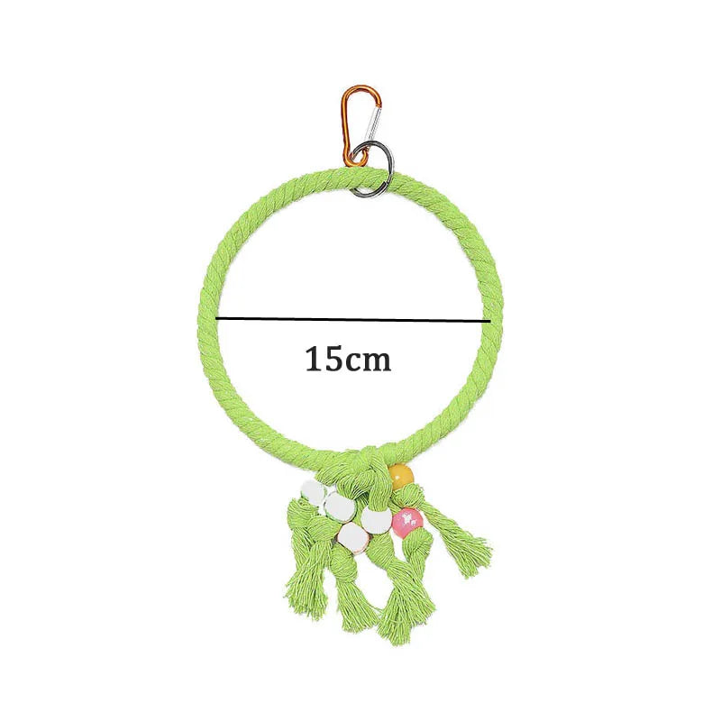 Wooden Bird Toys Small Parrot Chewing Training Toys Cotton Rope Swing Hanging Ring Bell Bird Cage Climbing Ladders Pet Supplies Pi-Mart