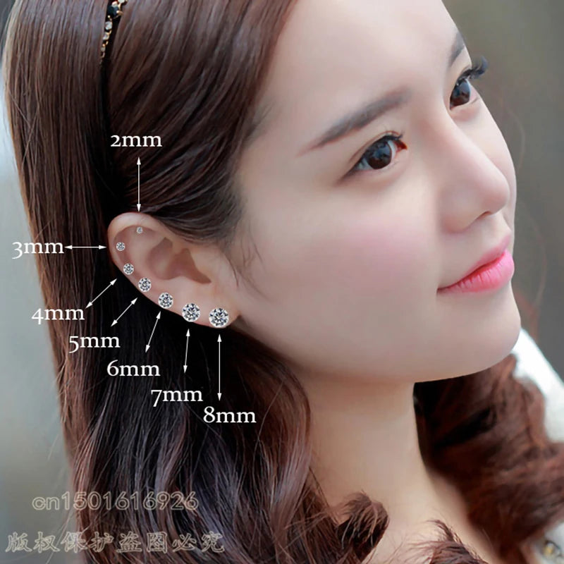 TOP 4 Color Titanium Steel Stud Earrings for Men Women CZ Zircon Screw Silver Black Rose Golden Earring Best Gift Jewelry Pi-Mart