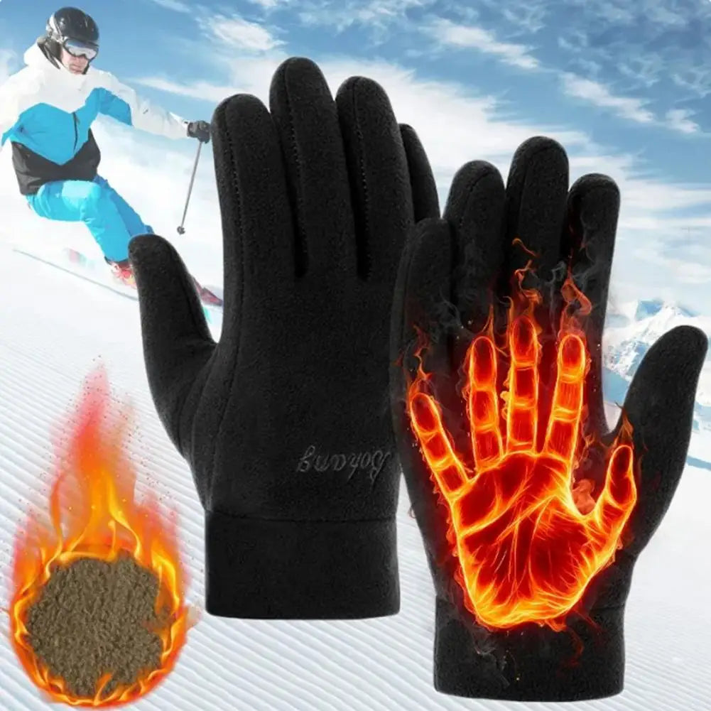 1 Pair Winter Polar Fleece Gloves Men Women Warm Outdoor Cycling Driving Gloves Windproof Non-Slip Soft Thickened Male Gloves Pi-Mart