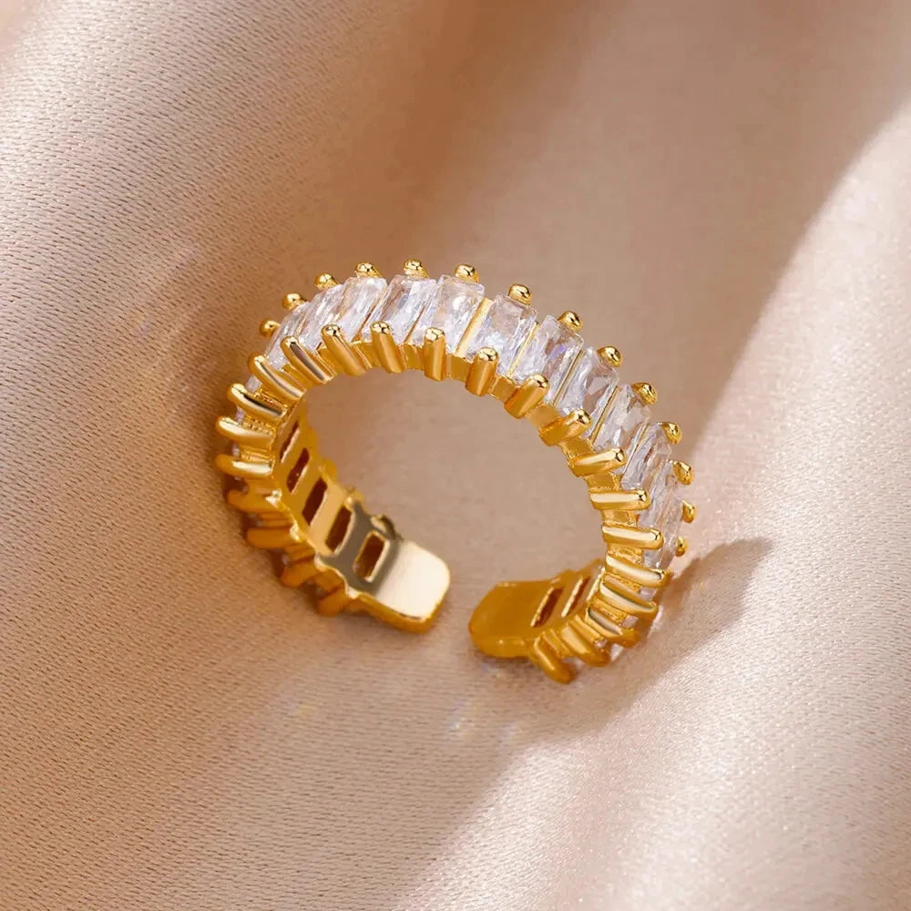 316L Stainless Steel Rings for Women Gold Color Never Fade Luxury Classic rings wedding couple rings Jewelry Free Shipping Pi-Mart