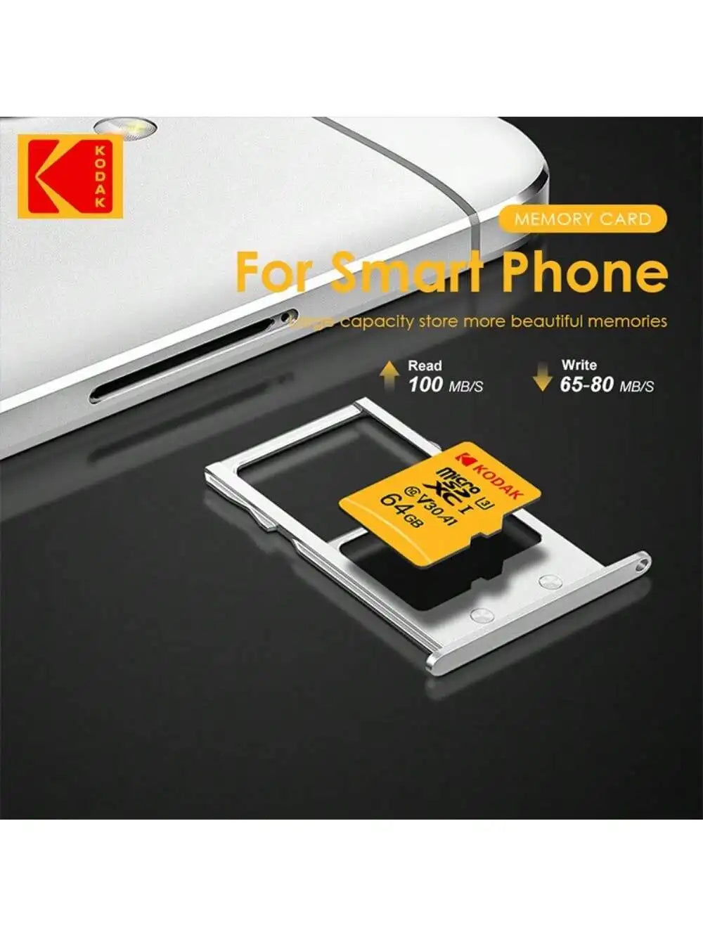 Kodak 32GB-256GB Micro SD Memory Card - High Speed Class 10 U3 UHS-I for Smartphones, Digital Cameras, Tablets and Drones Chri Pi-Mart