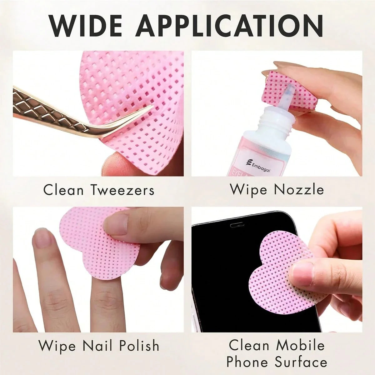 LULAA Glue Wipes Lint Free Nail Wipes Non-Woven Fabric Lash Glue Wipes Nail Polish Remover Wipes Use for Nail Polish Remover Tri Light Beauty