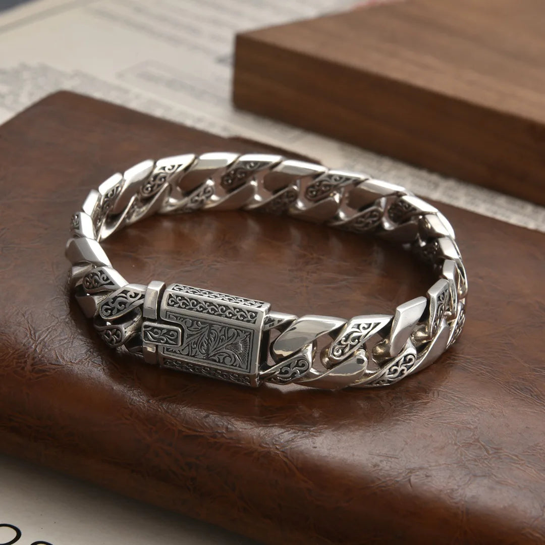 S925 Sterling Silver Timeless Vine Garland Buckle Retro Punk Tank Bracelet Jewelry Creativity Gift Factory Price Pi-Mart