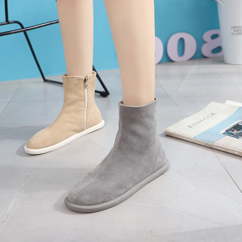 Autumn Women Shoes Fashion Casual Suede Ankle Boots Female Brown Chelsea Fashion student boots Pi-Mart