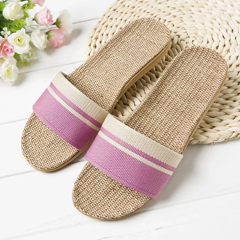 Hemp Casual Slippers Women Home Flats Spring Summer Luxury Designer Shoes Ladies 2026 Fashion Indoor Slides Couple Lightweight LadyShow.Store