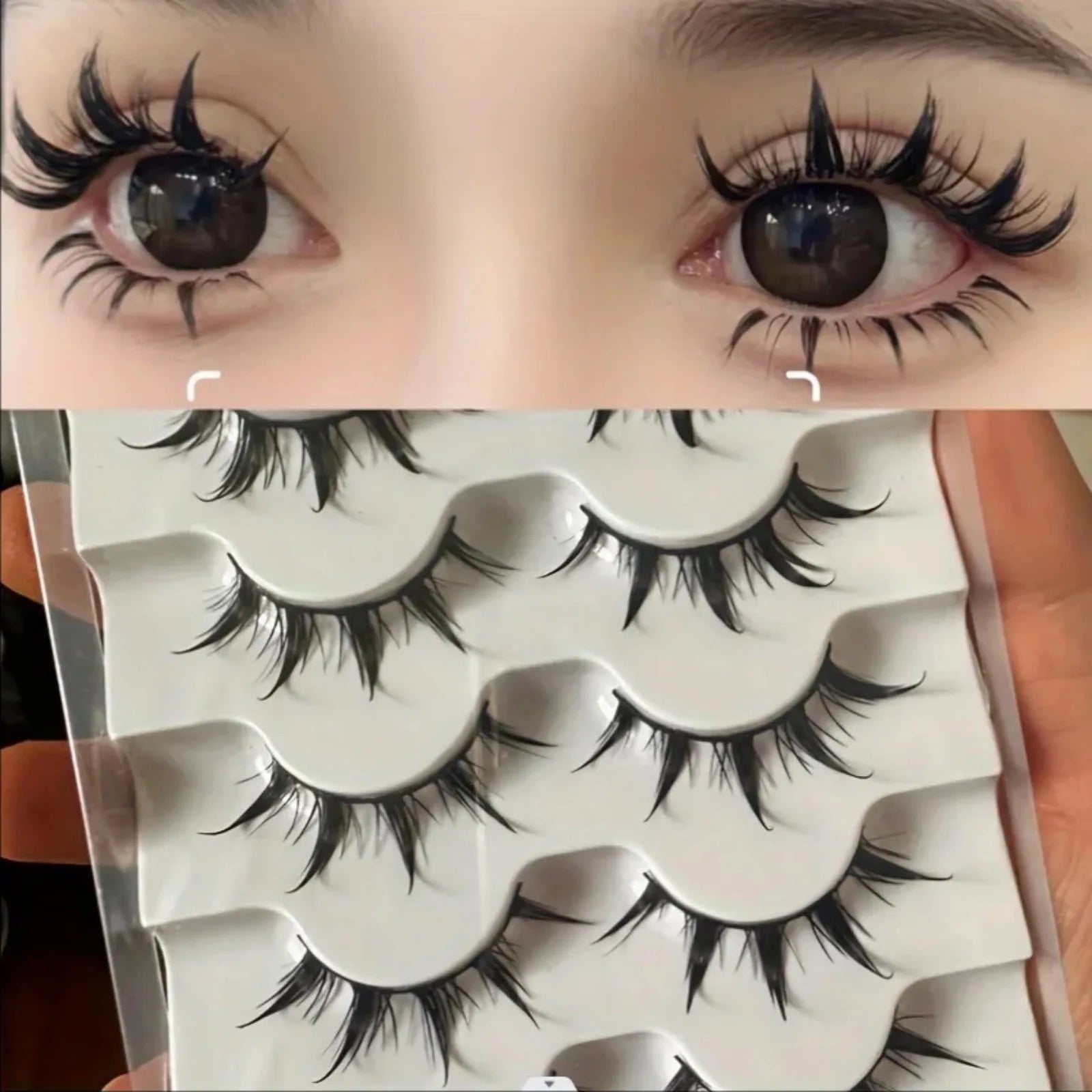 Anime-Inspired False Eyelashes 5 Pairs Comic Eye Cos Faux Lashes Demon Style Volumizing Lengthening Pi-Mart