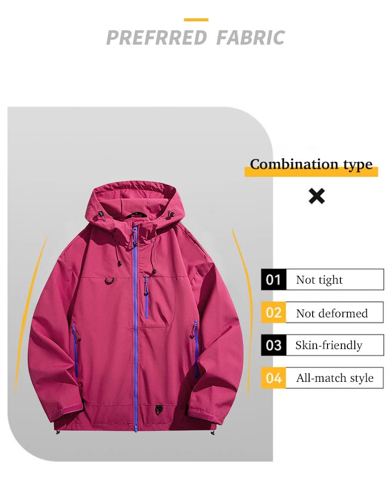 JNLN Unisex Waterproof Windbreaker Outdoor Sport Windproof Single-Layer Jacket Men Women Hiking Climbing Trekking Rain Coat Pi-Mart