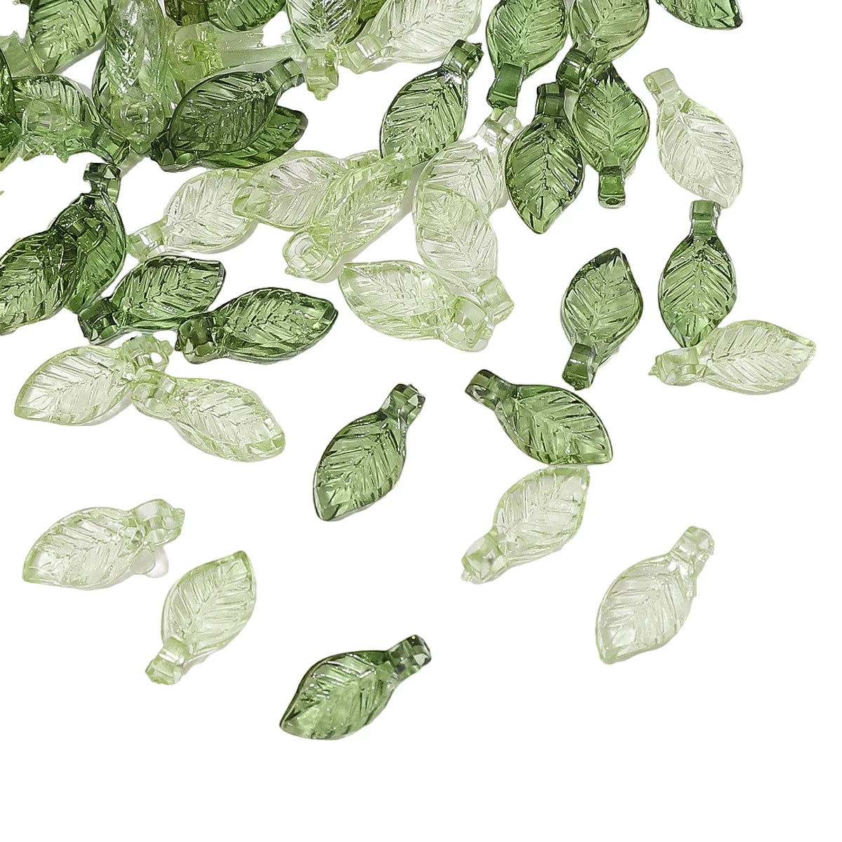 100pcs Acrylic Mini Small Tree Leaf Hand Beaded DIY Handmade Necklace Earrings Loose Bead Separated Bead Jewelry Accessory Mater Pi-Mart