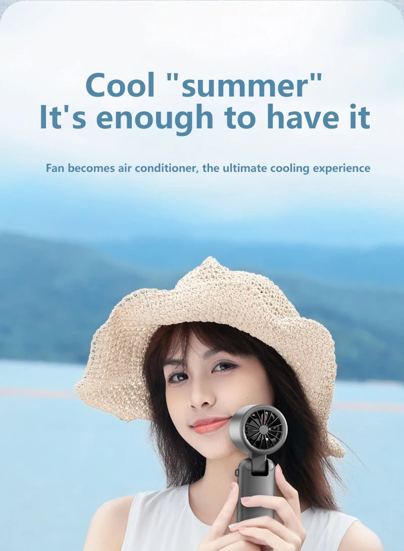 Lenovo Foldable/Hangable USB Desk Fan Ice Cooling Handheld Fan 100 Speeds Turbo Portable for Outdoor Fast Chill Ice Compress New Pi-Mart