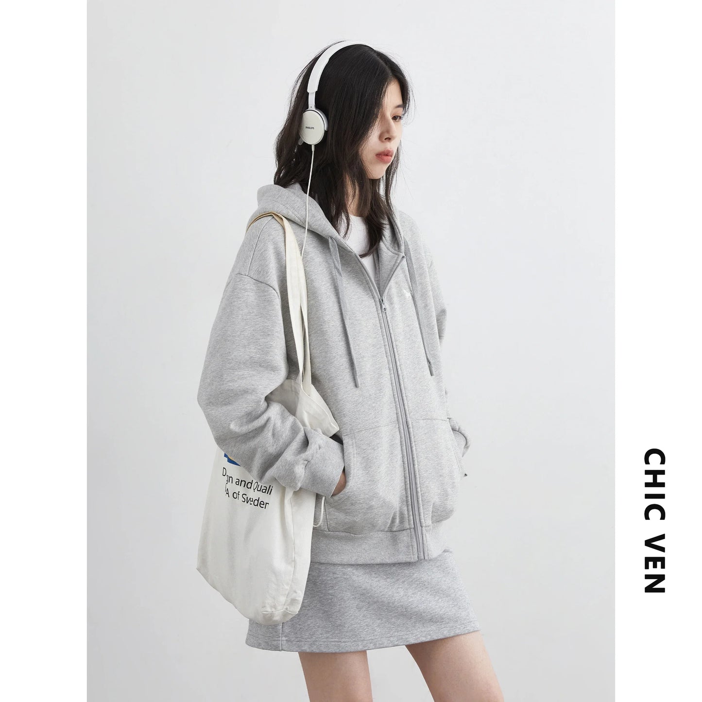 CHIC VEN Korean Women Sweatshirts Loose Casual New Hooded Female Top Drawstring Ladies Jacket Fleece Pullover Autumn Winter 2025 LadyShow.Store