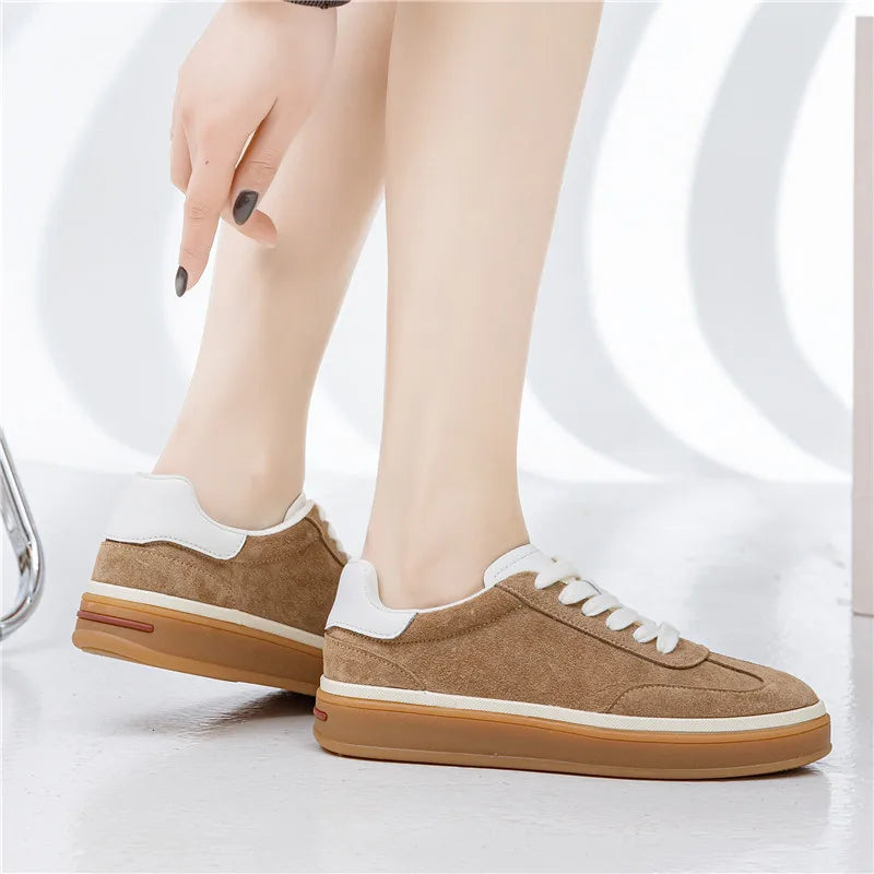 MORAZORA 2026 New Genuine Leather Shoes Women Sneakers Lace Up Spring Summer Fashion Platform Flats Ladies Casual Shoes Pi-Mart