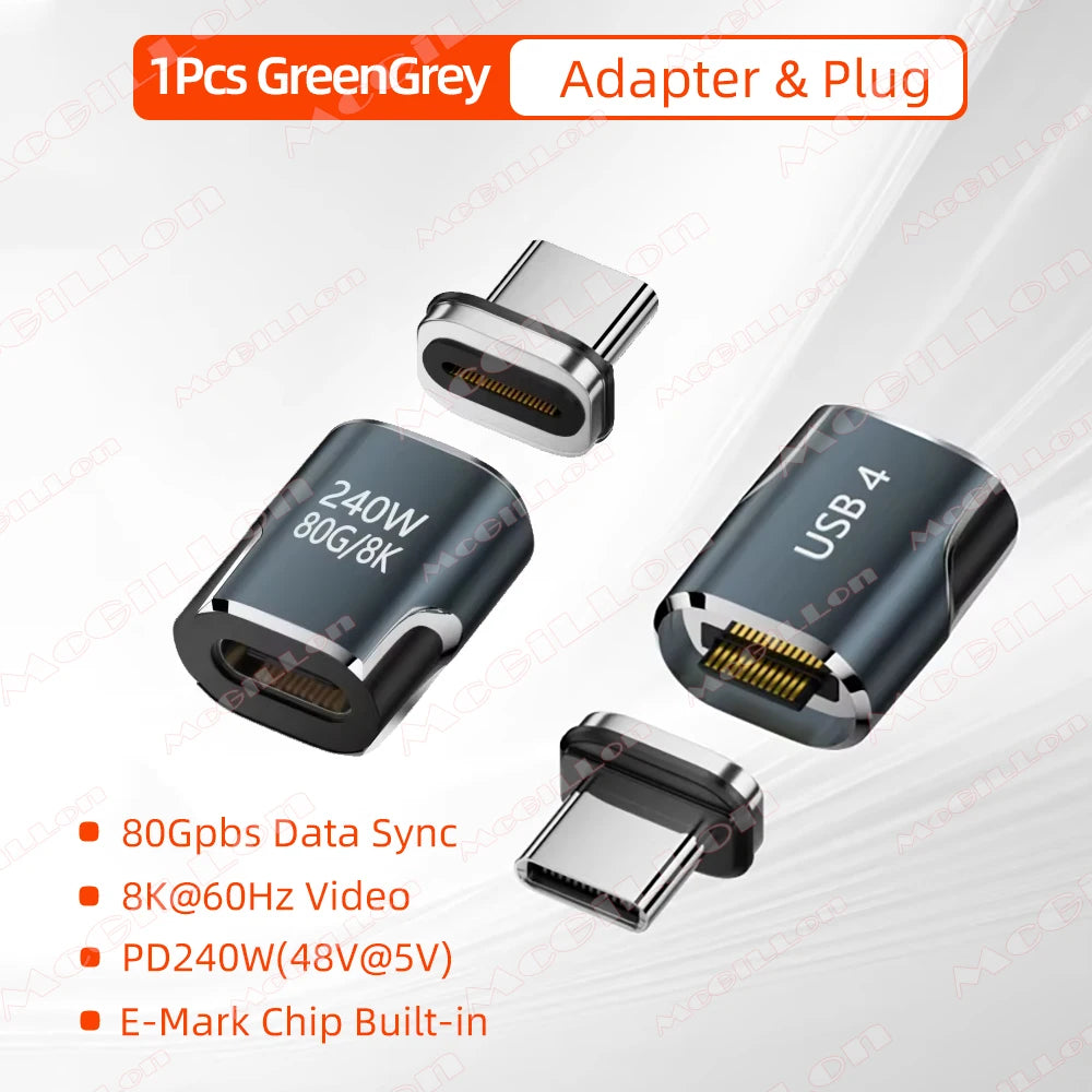 240W USB4.0 80Gbps Thunderbolt5 Magnetic Type-C OTG USB C To USB-C Fast Charge Magnet Converter Cable 8K@60Hz USB Type C Adapter Pi-Mart