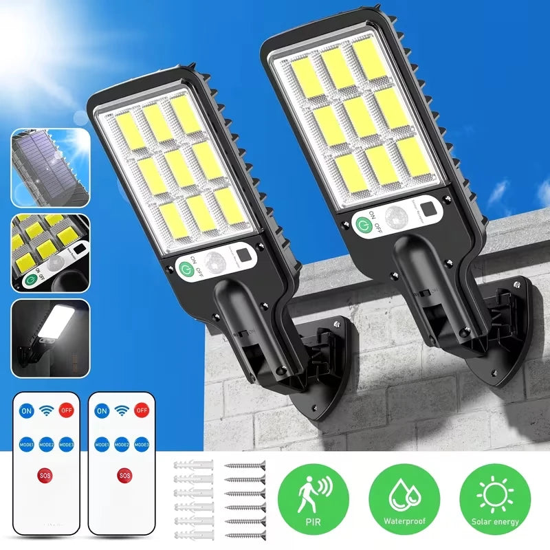 Outdoor Solar Wall Led Light with Human Body Motion Sensor 3 Modes Garden Terrace Garage Courtyard Waterproof Street Lighting Pi-Mart