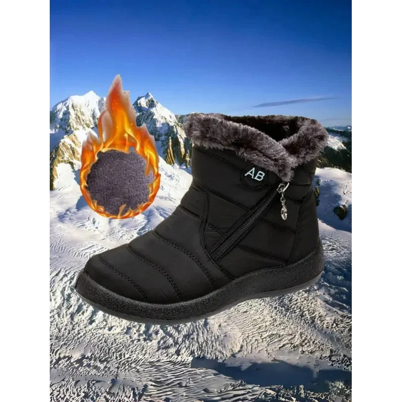 Women's Winter Snow Boots Faux Fur Lined Waterproof Ankle Booties Side Zipper Warm Outdoor Short Boots for Cold Weather LadyShow.Store