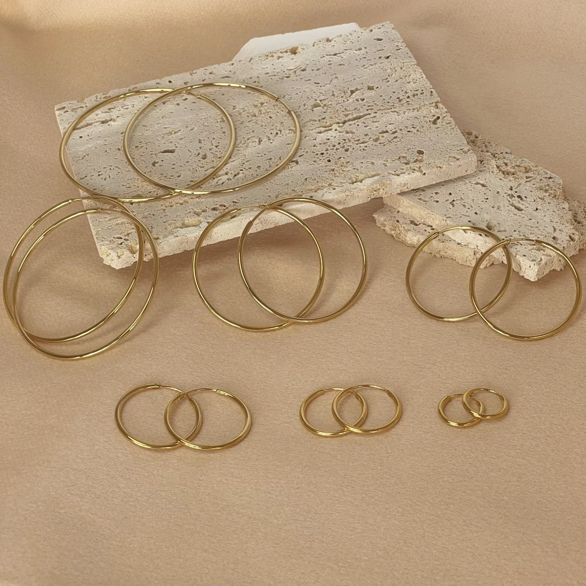 Stainless Steel 12-70mm Minimalist Big Circle Hoop Earrings for Women Trendy Gold Color Metal Smooth Round Earring Jewelry Pi-Mart