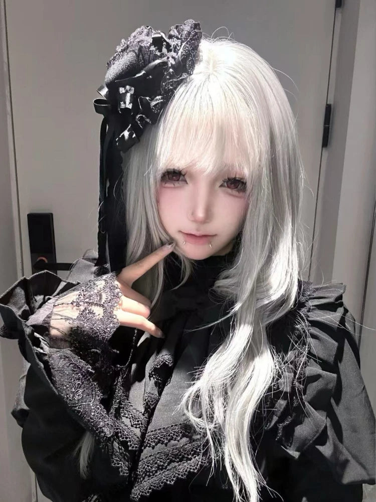 Gothic Lolita Lace Patchwork Headdress Women Cosplay Party Headband Gothic Bow Hat Japanese Y2k Aesthetic Hair Accessories Pi-Mart