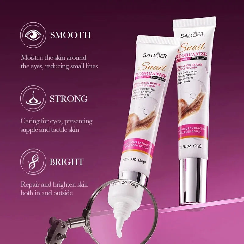 Saoder Snail Collagen Eye Cream Anti Dark Circles Remove Eye Bags Moisturizing Firming Beauty Eyes Skin Care Products Tri Light Beauty