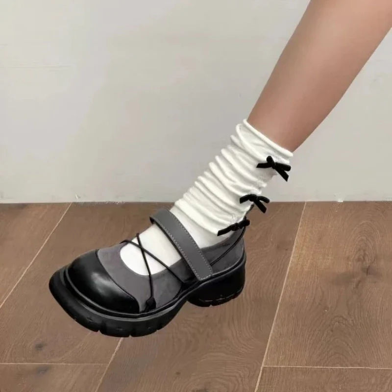 Women's Platform Mary Jane Loafers, Crisscross Strap Chunky Heel Casual Shoes, Sweet & Cool Style for Spring Daily Date & Party LadyShow.Store