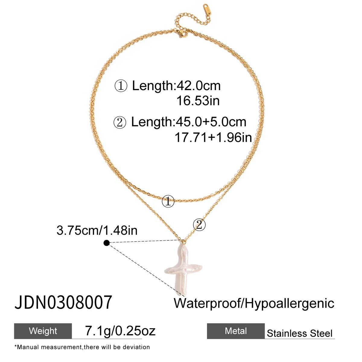 Zora Y2K Trendy 18K Gold Color Plated Sun Cross Fish Moon Pendant Multi Layer Necklace Waterproof Stainless Steel Women Jewelry Pi-Mart