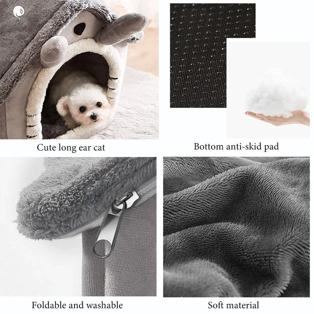 Winter Warm Foldable Pet House Detachable Washable Liner Comfort Kennel Bed for Small Medium Dogs and Cats Indoor Rest Nest Pi-Mart