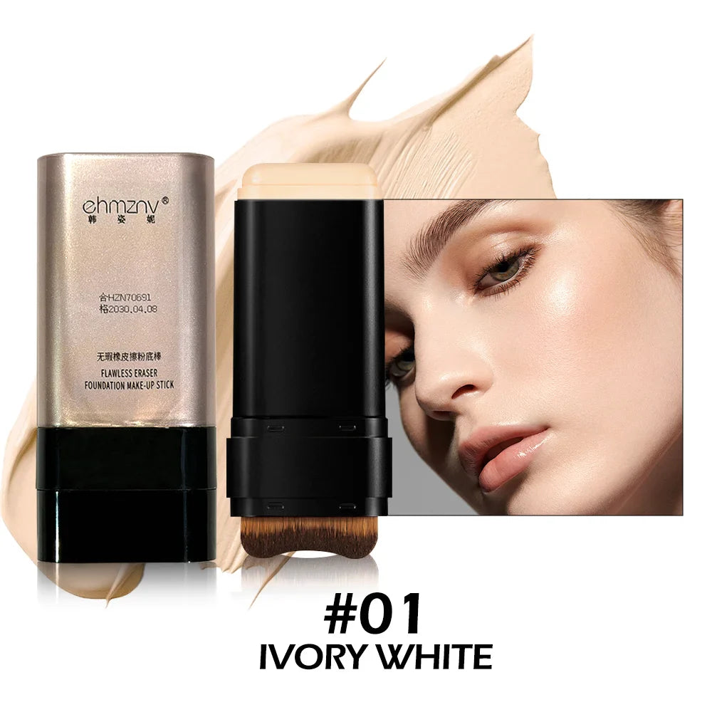 Dual-Head Foundation Stick | Built-in Brush, One-Step Application & Touch-Up, Lightweight & Long-Lasting, No Cakey LadyShow.Store