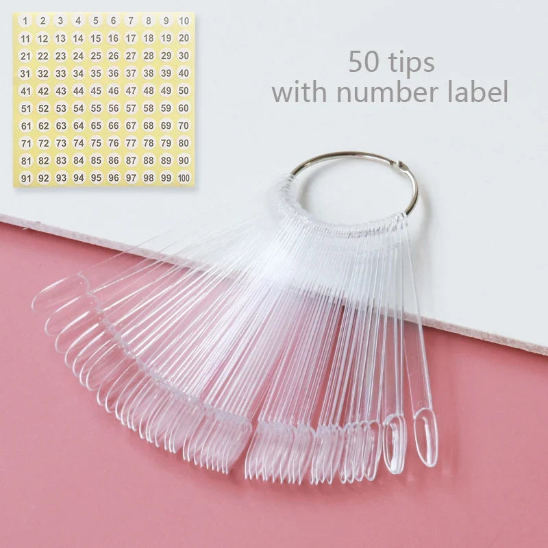 80/50/20pcs Nail Display Sticks Nail Swatch False Nail Tips Nail Gel Polish Practice Clear Display Board for Nail Art Tools Tri Light Beauty