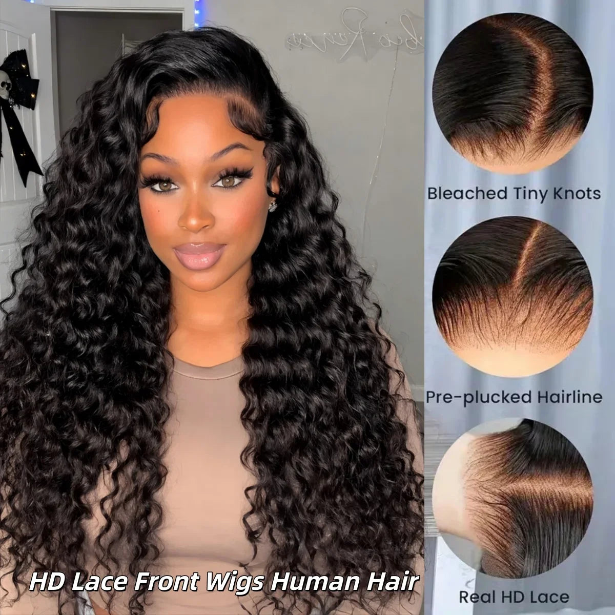 Deep Wigs Human Hair For Woman Burmese Curly Deep Wave Human Hair Wig 13x6 HD Lace Human Hair Wig on Clearance Sale LadyShow.Store