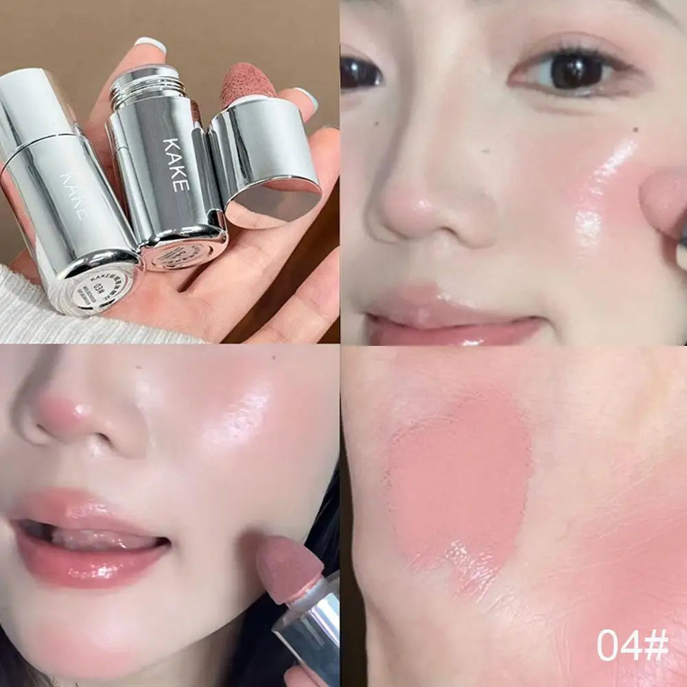 4 Colors Moisturizing Sponge Head Blusher Liquid Blush Stick Cheek Lip Milk Highlighter Natural Pink Rouge Matte Brighten Makeup Tri Light Beauty