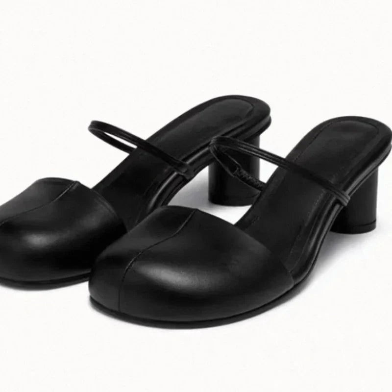 Summer Cover Toe Women Mules Slippers Elegant Slip On Singbacks Slides Ladies Outdoor Street Style Sandalias LadyShow.Store