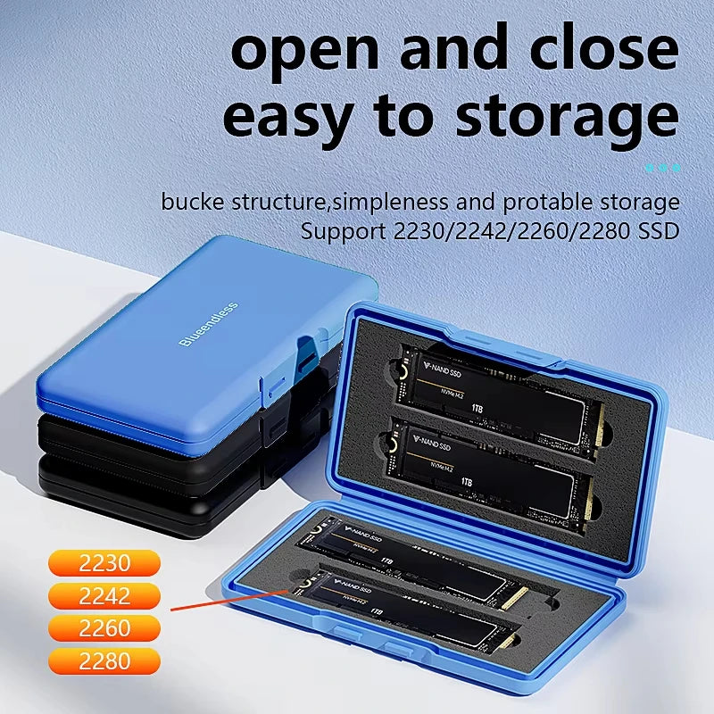 4-Slot M.2 SSD Case Storage Case 2280 SSD Enclosure Bag for SSD Case SATA NVme Hard Disk Box for SSD Shockproof Portable Box Pi-Mart