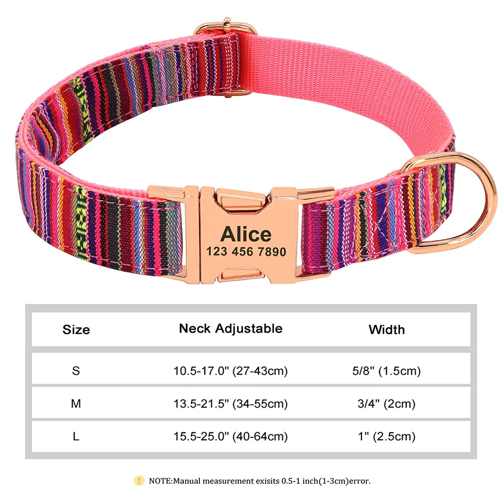 Personalized Dog Accessories Collar Nylon Printed Pet Puppy Collar Dog ID Collars Free Engraved ID for Small Medium Large Dogs Pi-Mart