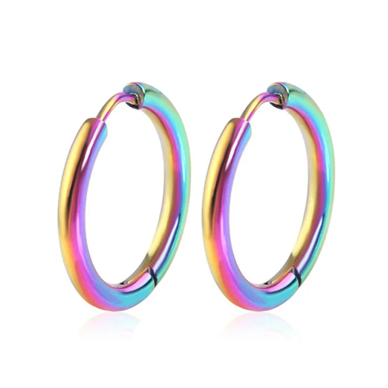 1 Pair Women/Man Stainless Steel Small Hoops Earring Piercing Ear Cartilage Tragus Simple Thin Circle Anti-allergic Ear Buckle Pi-Mart