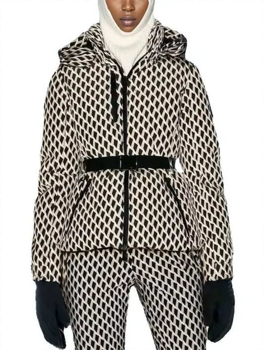Women's Winter Hooded High Waist Padded Sport Parkas Coats with Belt Female Elegant Thick Warm Pockets Windproof Skiing Jackets LadyShow.Store