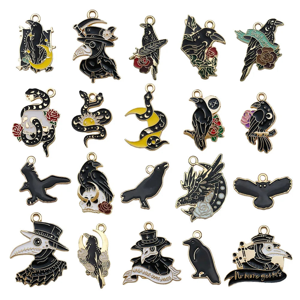 Mix 10/20 pcs of Alloy Enamel Halloween Charms Pendants, Suitable for DIY Necklace, Earring, Keychain Jewelry Making Accessory. Pi-Mart