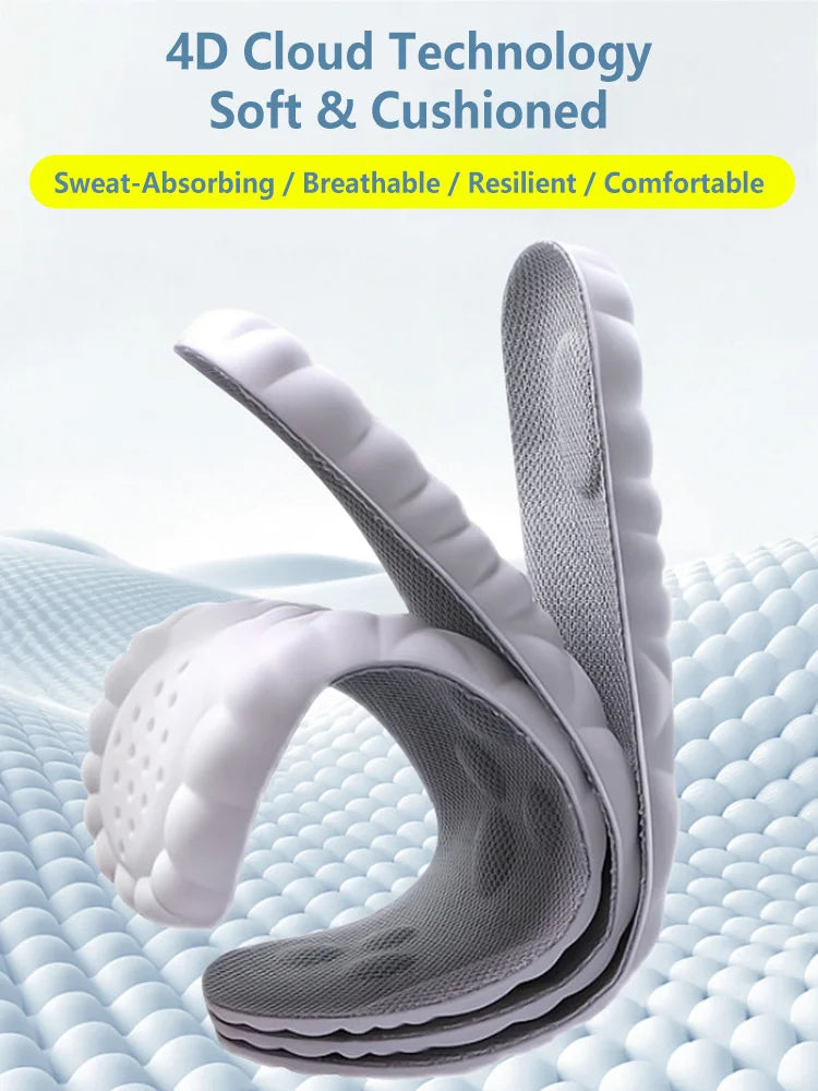 Latex Sport Insoles Soft High Elasticity Shoe Pads Orthotic Breathable Deodorant Shock Absorption Cushion Arch Support Insole LadyShow.Store