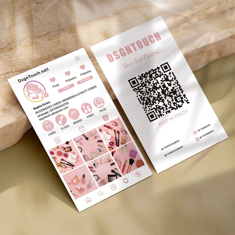 DsgnTouch Instagram Custom QR Card Review Customized Visit Lash Virtual Business Product Cards Beauty Personalized For Business Tri Light Beauty