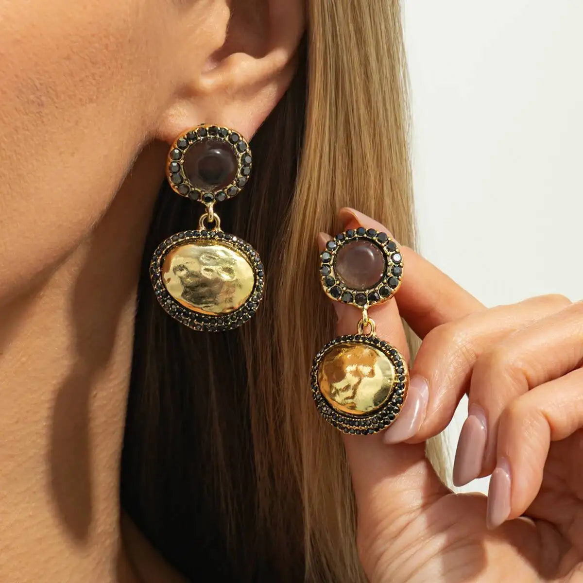 New Trendy Geometric Oval Drop Earrings Women Luxury Vintage Classic Metal Pendant Earring Party Accessory Jewelry Gift Pi-Mart