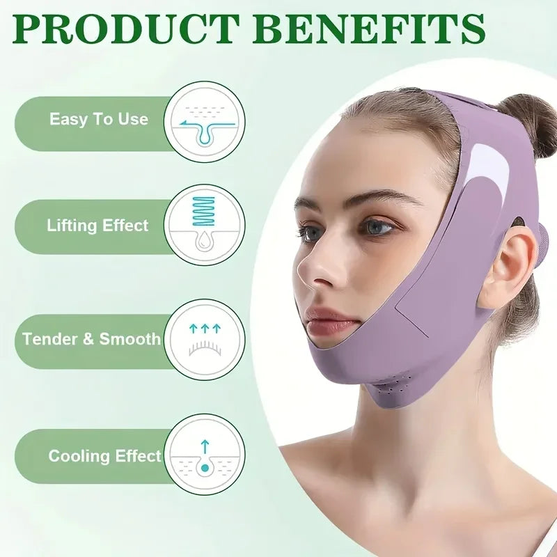 Overnight Face Lift Band with Graphene Fiber - Double Chin Reducer & Jawline Definer, Washable Reusable Beauty Strap 5 Sizes LadyShow.Store