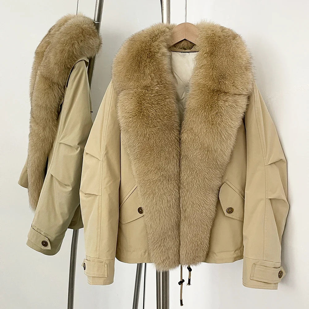 Down Jacket Women Real Fox Fur Collar Autumn 2025 Winter White Duck Down Coat Warm Puffer Jacket Female Waterproof  Feathers LadyShow.Store