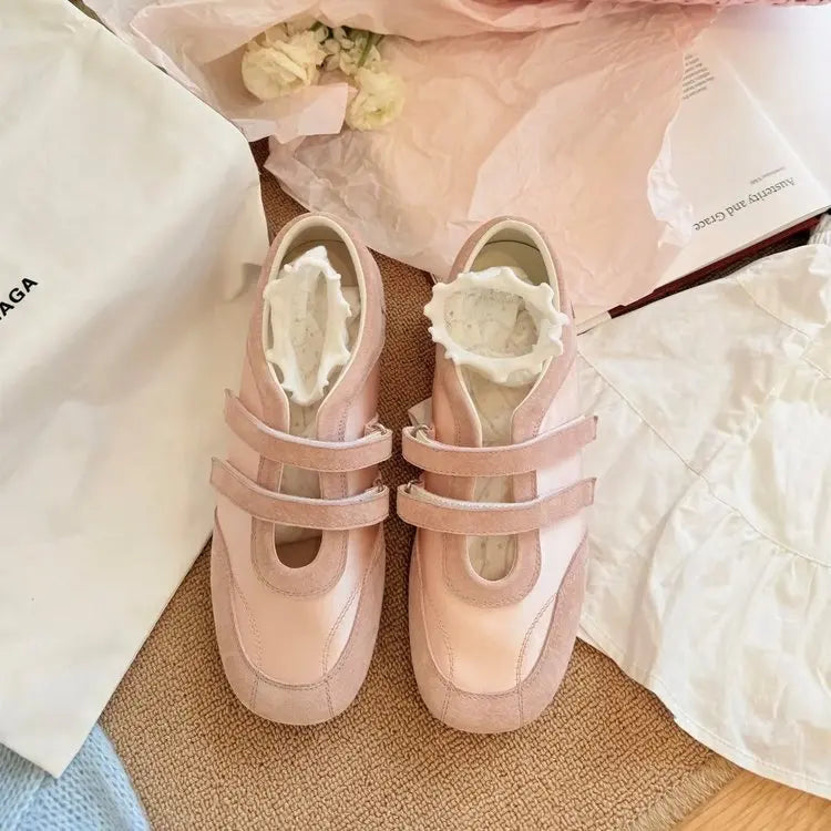 2026 Spring Autumn Women's Mary Janes | French Style Canvas Slip-on Flats | Wide Toe Box Velcro Soft Sole Casual Shoes Pi-Mart
