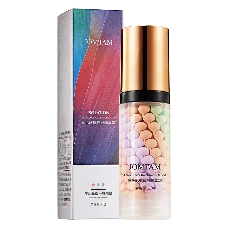Face Makeup Primer Tri-color Cream Contour Color Isolation Waterproof Makeup Foundation Natural Makeup Base Cream 40g Tri Light Beauty