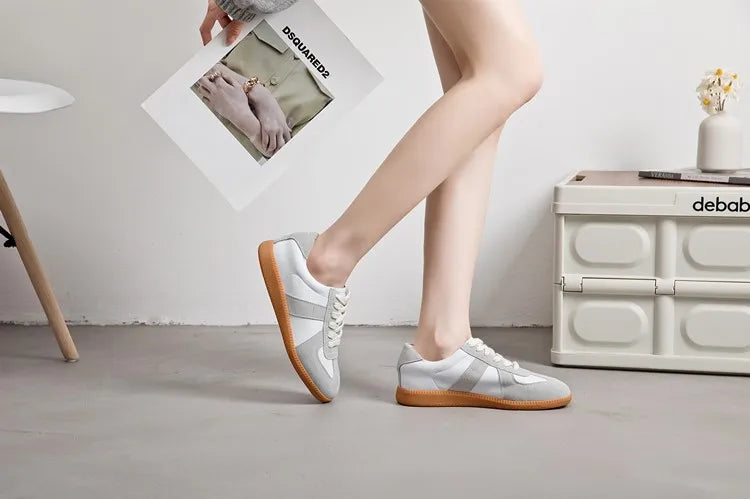 AIYUQI Women's Sneakers 2026 New Genuine Leather Ladies Moral Training Shoes Casual Spring Flat Shoes Women Pi-Mart