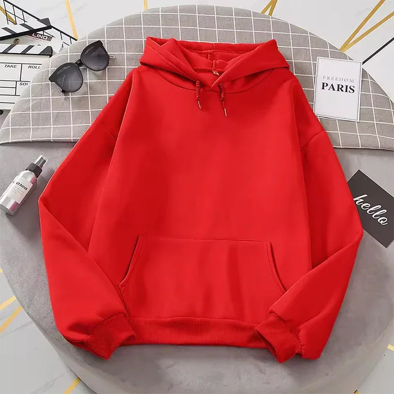 2025 white Hoodies men women Autumn Long Sleeve Pullover Tops Casual Pocket Hoodies Unisex Outer Loose Sport Wear LadyShow.Store