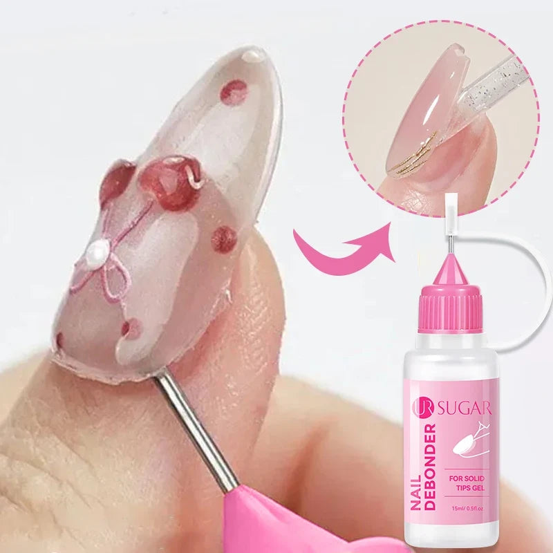 UR SUGAR 15ml Remover For Solid Tips Gel False Nail Tips Solid Adhesives Gel Remover Press On Nails Gel Fake Tips Remover Tools Tri Light Beauty
