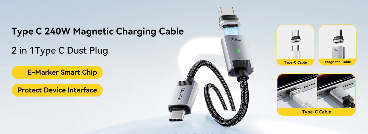 Essager Digital Dispaly USB C Cable For iPhone 17 16 15 Xiaomi Huawei 100W PD Fast Charging For Macbook iPad Type C to C Cable Pi-Mart
